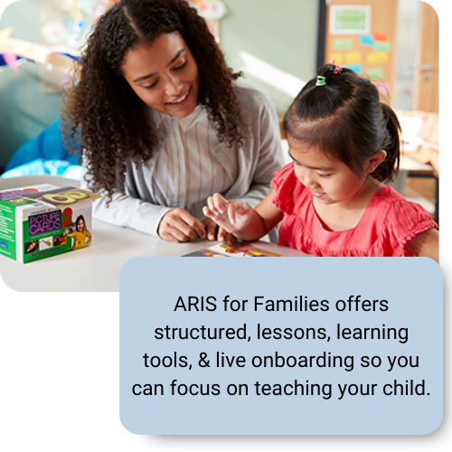 ARIS for Families offers structured, lessons, learning tools, & live onboarding so you can focus on teaching your child.